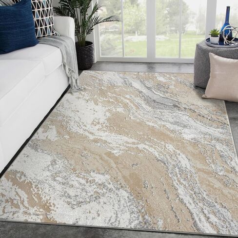 LUXE WEAVERS Modern Abstract Indoor Anthracite 5x7 Area Rug in Saudi Arabia