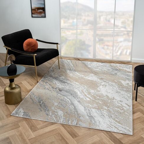 LUXE WEAVERS Modern Abstract Indoor Anthracite 5x7 Area Rug in Saudi Arabia