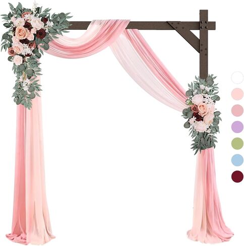 Wedding Decor Arch Flowers Kit(Pack of 5), 2pcs Artificial Arch Flower Swag, 2pcs Draping Fabrics with 1000pcs Bicolor Rose Petals for Wedding Ceremony Party Floral Arch Decorations(Pink) in Saudi Arabia