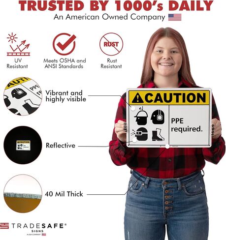 سترة أمان تجارية مطلوبة علامة PPE - Chaleco de Precaución Requerido علامة إسبانية، علامة أمان من الألومنيوم سريعة التركيب، عاكسة للضوء، مقاومة للأشعة فوق البنفسجية، مقاومة للماء، لافتات تحذير مقاس 14 بوصة × 10 بوصة in Saudi Arabia