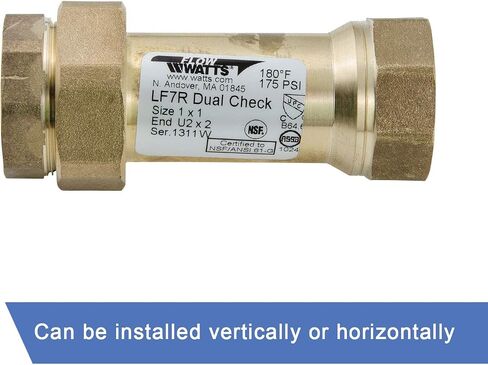 Watts Water Technologies 72205 LF7RU22 1 Dual Check Valve, Fip Lf, 1" (LF7RU2-2 1) in Saudi Arabia