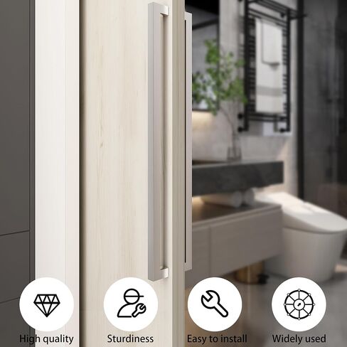 BARNSMITH 24 Inches Barn Door Push Pull Hande,Square Commercial Door Handle Pull Set, Grade-304 Stainless Steel Square Rectangular Shape Entrance Entry Front Handle for Office Store Garage in Saudi Arabia