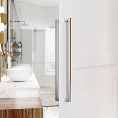 BARNSMITH 24 Inches Barn Door Push Pull Hande,Square Commercial Door Handle Pull Set, Grade-304 Stainless Steel Square Rectangular Shape Entrance Entry Front Handle for Office Store Garage in Saudi Arabia