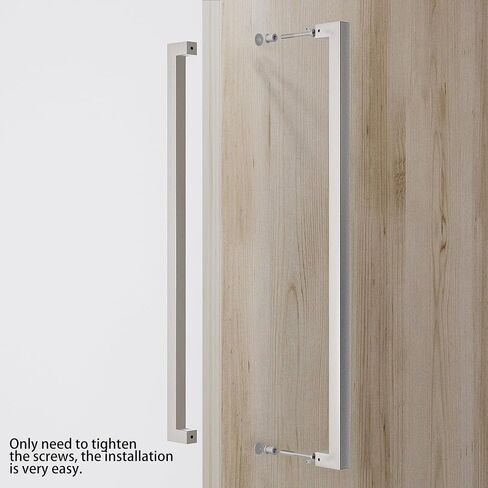 BARNSMITH 24 Inches Barn Door Push Pull Hande,Square Commercial Door Handle Pull Set, Grade-304 Stainless Steel Square Rectangular Shape Entrance Entry Front Handle for Office Store Garage in Saudi Arabia