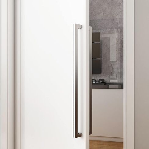BARNSMITH 24 Inches Barn Door Push Pull Hande,Square Commercial Door Handle Pull Set, Grade-304 Stainless Steel Square Rectangular Shape Entrance Entry Front Handle for Office Store Garage in Saudi Arabia