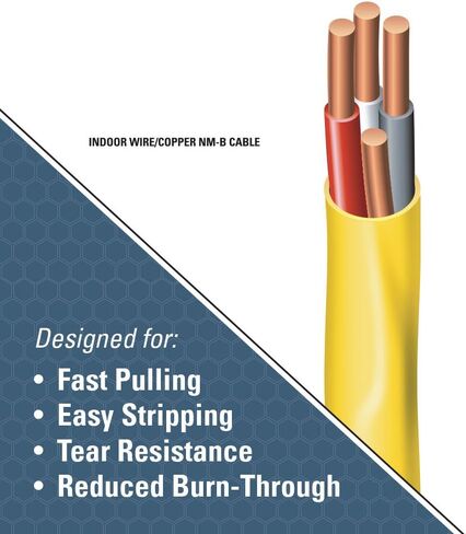Southwire Romex Brand Simpull Solid Indoor 12/3 W / G كابل NMB ملف 25 قدم - SW # 63947621 in Saudi Arabia