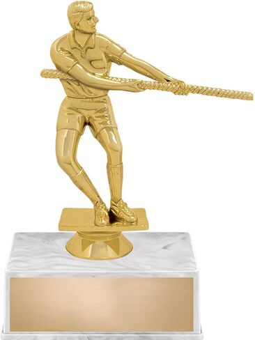 Tug Of War Trophy, 6" Tug Of War Male Trophy On White Luxury Trophy Base in Saudi Arabia