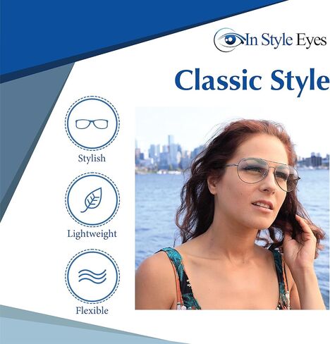 C Moore Progressive Bifocal Reading Glasses - Wired Aviator Style Metal Frame - Non-Polarized Lens in Saudi Arabia