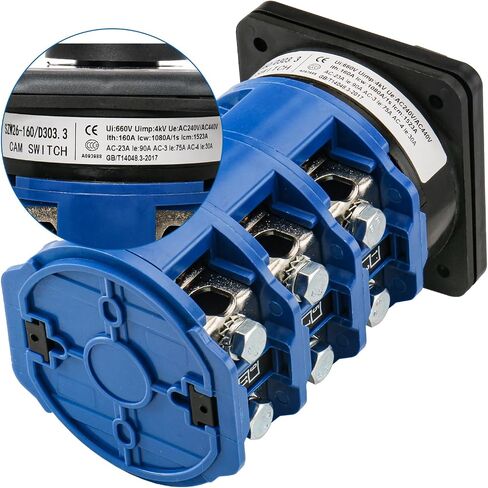 Baomain 160A Rotary Selector Cam Changeover Switch, SZW26-160/D303.3 AC 660V 3 Positions 3 Phase 12 Terminals Cam Switch in Saudi Arabia