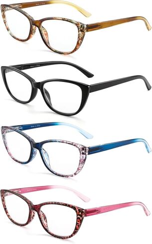 4-Pack Cat Eye Reading Glasses for Women- Blue Light Blocking Readers with Spring Hinges,Anti-Glare Reading Glasses in Saudi Arabia