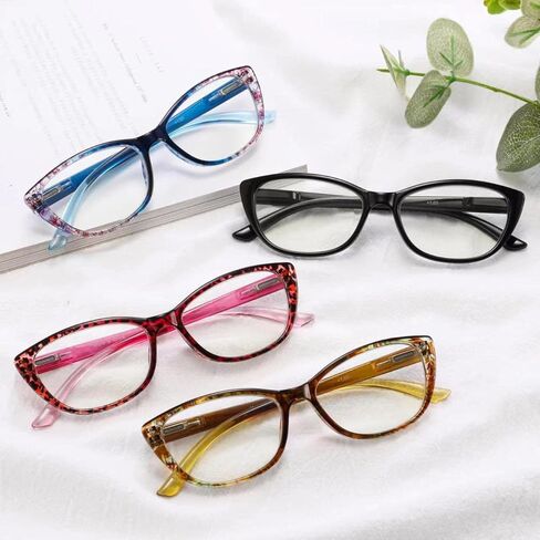 4-Pack Cat Eye Reading Glasses for Women- Blue Light Blocking Readers with Spring Hinges,Anti-Glare Reading Glasses in Saudi Arabia