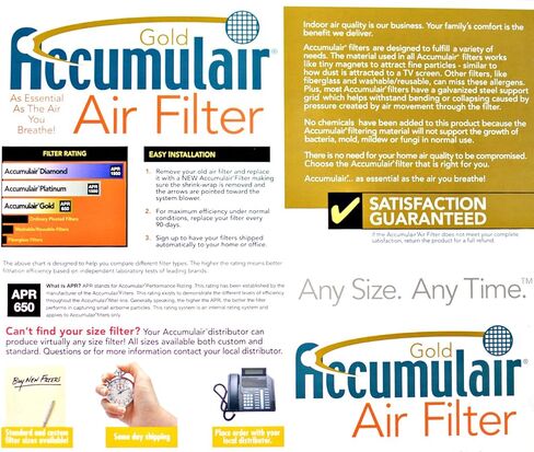 Accumulair Gold 10x14x1 (الحجم الفعلي) فلتر هواء/فلتر فرن MERV 8 (عبوتان) in Kuwait