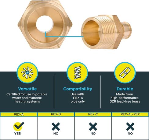محول MNPT للتوسيع مقاس 1/2 × 3/4 بوصة من SharkBite لأنابيب PEX-A، وتركيبات السباكة النحاسية، ومحول NPT ذكر لأنابيب PEX-A، UAB116LFA in Kuwait