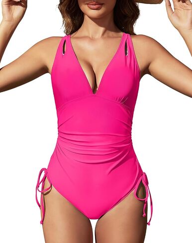 Womens One Piece Swimsuits Tummy Control Sexy Deep V Neck Bathing Suits for Women Cutout Swimwear in Saudi Arabia