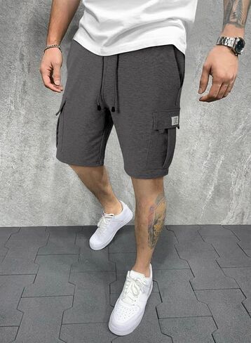JMIERR Mens Cargo Sweat Shorts - Casual Drawstring Elastic Waist Cotton Athletic Workout Gym Jogger Shorts with 5 Pockets in Saudi Arabia