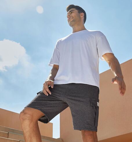 JMIERR Mens Cargo Sweat Shorts - Casual Drawstring Elastic Waist Cotton Athletic Workout Gym Jogger Shorts with 5 Pockets in Saudi Arabia