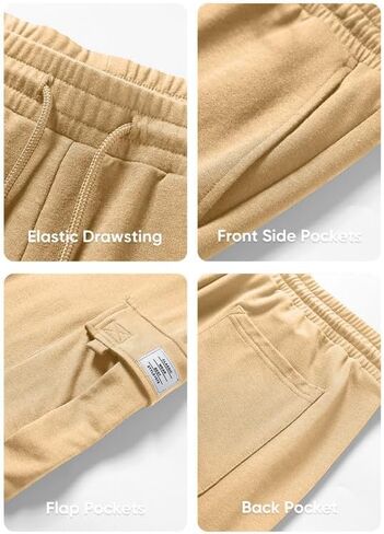 شورت JMIERR رجالي Cargo Sweat - شورت كاجوال برباط خصر مطاطي من القطن الرياضي للتمرين في صالة الألعاب الرياضية مع 5 جيوب in Kuwait