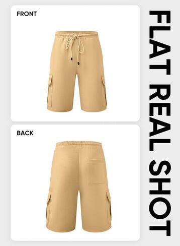 شورت JMIERR رجالي Cargo Sweat - شورت كاجوال برباط خصر مطاطي من القطن الرياضي للتمرين في صالة الألعاب الرياضية مع 5 جيوب in Kuwait