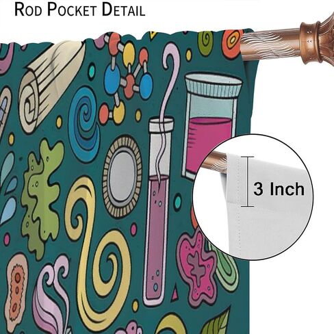 Science Kids Blackout Windows Curtains, Science Lab Book Equations Magnifying Glasses Molecular Flasks Printed Curtains, for Children Boys Girls Living Room Bedroom Decoration 42x45in 2 Panels in Saudi Arabia