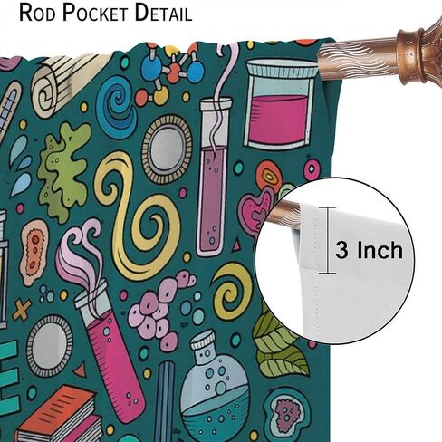 Science Kids Blackout Windows Curtains, Science Lab Book Equations Magnifying Glasses Molecular Flasks Printed Curtains, for Children Boys Girls Living Room Bedroom Decoration 42x45in 2 Panels in Saudi Arabia