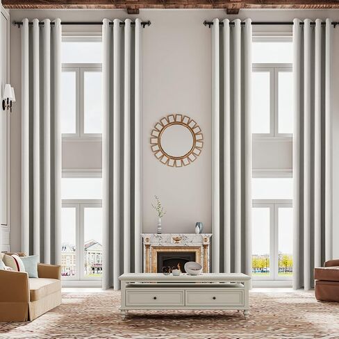 Sanceor Ivory Faux Linen Extra Long Curtain,11ft Length,Symphony of Elegance Thick Threads 2 Story Curtains for High Ceiling,Tall Windows, Great Living Room (1 Panel,52 x 132 Inch) in Saudi Arabia