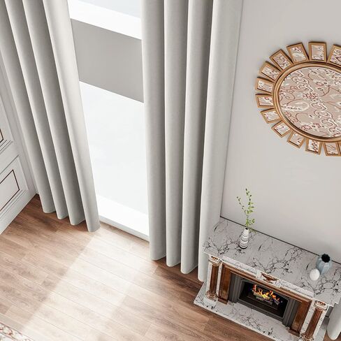 Sanceor Ivory Faux Linen Extra Long Curtain,11ft Length,Symphony of Elegance Thick Threads 2 Story Curtains for High Ceiling,Tall Windows, Great Living Room (1 Panel,52 x 132 Inch) in Saudi Arabia