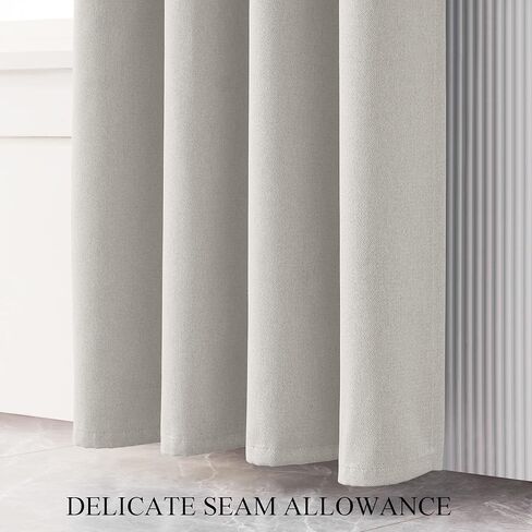 Sanceor Ivory Faux Linen Extra Long Curtain,11ft Length,Symphony of Elegance Thick Threads 2 Story Curtains for High Ceiling,Tall Windows, Great Living Room (1 Panel,52 x 132 Inch) in Saudi Arabia