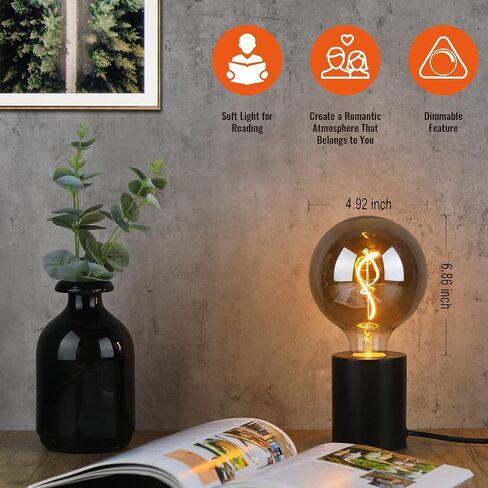 G125 Amber Glass Large Oversized Dimmable LED Edison Bulb, E26 2200K Warm White Extra Big Round Vintage Light Bulbs, 4 watt 150LM Decorative Globe Bulbs for Bedroom Living Room Bar and cafe in Saudi Arabia