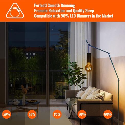 G125 Amber Glass Large Oversized Dimmable LED Edison Bulb, E26 2200K Warm White Extra Big Round Vintage Light Bulbs, 4 watt 150LM Decorative Globe Bulbs for Bedroom Living Room Bar and cafe in Saudi Arabia