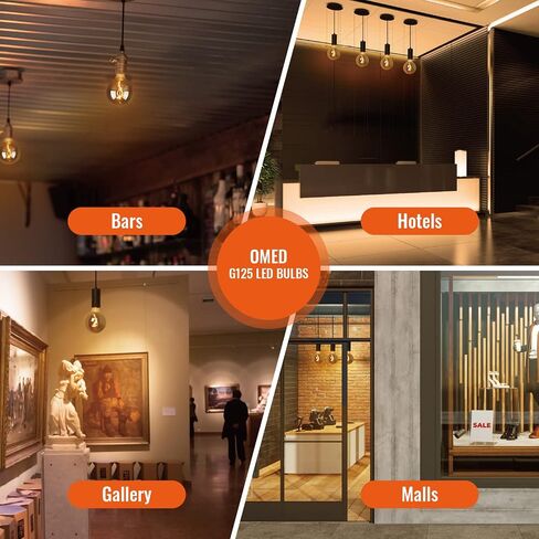 G125 Amber Glass Large Oversized Dimmable LED Edison Bulb, E26 2200K Warm White Extra Big Round Vintage Light Bulbs, 4 watt 150LM Decorative Globe Bulbs for Bedroom Living Room Bar and cafe in Saudi Arabia