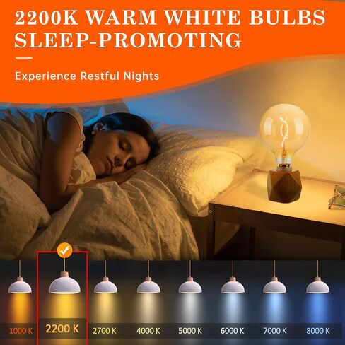 G125 Amber Glass Large Oversized Dimmable LED Edison Bulb, E26 2200K Warm White Extra Big Round Vintage Light Bulbs, 4 watt 150LM Decorative Globe Bulbs for Bedroom Living Room Bar and cafe in Saudi Arabia