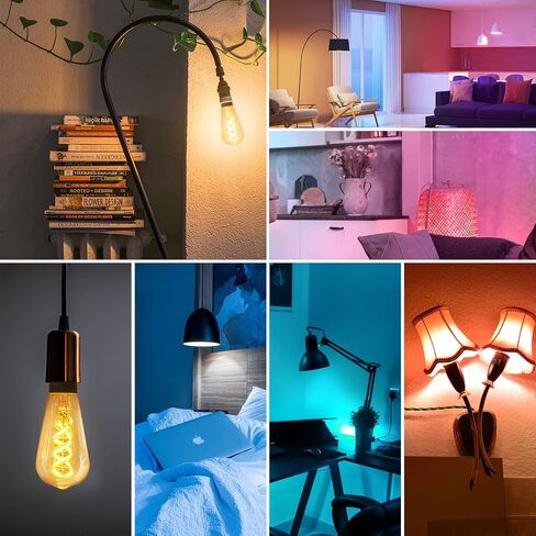 DiCUNO Smart Edison Bulb ST64, Color Changing WiFi Smart Light Bulb, Vinatge ST21 Filament Bulb Work with Alexa & Google, Dimmable with App, 50 Watt Equivalent 450LM, No Hub Required, 1 Pack in Saudi Arabia