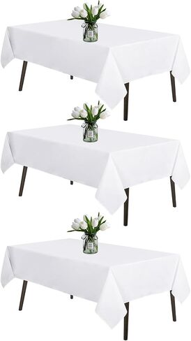 6packs White Table Cloth Rectangle, 60 x 102 Inch Polyester Table Cloth for 6 Foot Rectangle Tables, Wrinkle Resistant Washable Polyester Table Cover for Buffet Parties and Camping in Saudi Arabia