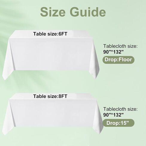 6packs White Table Cloth Rectangle, 60 x 102 Inch Polyester Table Cloth for 6 Foot Rectangle Tables, Wrinkle Resistant Washable Polyester Table Cover for Buffet Parties and Camping in Saudi Arabia