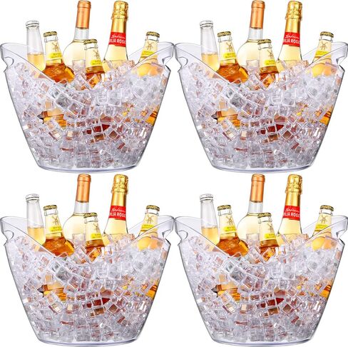 4 عبوات من دلاء الثلج سعة 8 لتر، دلو بيرة ثلج كبير من الأكريليك الشفاف، مبرد مشروبات بلاستيكية، حوض مشروبات ثلجية، زجاجات الشمبانيا، دلو ثلج، صندوق تبريد النبيذ، دلاء مشروبات لحفلات الشواء والنزهات المنزلية in Kuwait