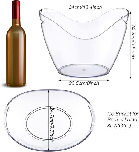 4 عبوات من دلاء الثلج سعة 8 لتر، دلو بيرة ثلج كبير من الأكريليك الشفاف، مبرد مشروبات بلاستيكية، حوض مشروبات ثلجية، زجاجات الشمبانيا، دلو ثلج، صندوق تبريد النبيذ، دلاء مشروبات لحفلات الشواء والنزهات المنزلية in Kuwait