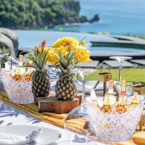 4 عبوات من دلاء الثلج سعة 8 لتر، دلو بيرة ثلج كبير من الأكريليك الشفاف، مبرد مشروبات بلاستيكية، حوض مشروبات ثلجية، زجاجات الشمبانيا، دلو ثلج، صندوق تبريد النبيذ، دلاء مشروبات لحفلات الشواء والنزهات المنزلية in Kuwait