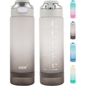 GOX 32oz Motivational Water Bottles with Times to Drink Leakproof BPA Free Water Jug with Time Marker for Fitness Gym Outdoor，Blue