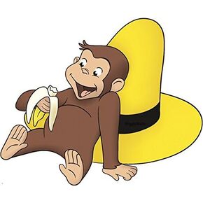 8 Inch Curious George Yellow Hat Monkey Animal Removable Peel Self Stick Adhesive Vinyl Decorative Wall Decal Sticker Art Kids Room Home Decor Girl Boy Children Bedroom Nursery 8 x 8 1/2 inches Tall
