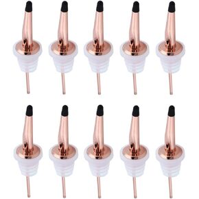 JIAYOUXILE Bottle Pourers - 10 Pcs Stainless Steel Wine Liquor Bottle Pourer Spout with Covers,Liquor Pourers Tapered Spout，for Oil, Wine, Vinegar and Liquid （Rose Gold+Dust Caps)