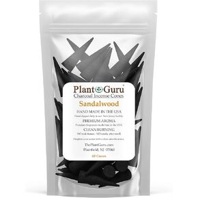 Sandalwood Charcoal Incense Cones 2" TOPLOW - 60 Pack Bulk - Natural Scented Cones Handmade Hand Dipped