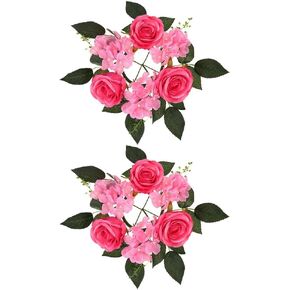 ABOOFAN 2pcs Artificial Candlestick Garland Tapers Candles Home Decoration Napkin Rings Holder Christmas Decor Floral Candle Flower Embellishments Vase Ring Silk Flower Household Bracket in Saudi Arabia