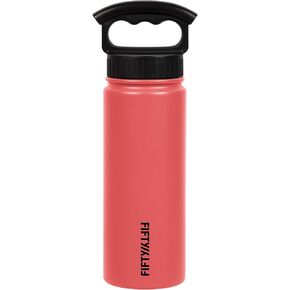 FIFTY/FIFTY Sport Water Bottle, 3 Finger Wide Mouth Cap, 18 oz/530ml, Coral