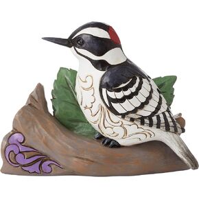 Enesco Jim Shore Heartwood Creek Nature's Meadow Downy Woodpecker Figurine- Resin Hand Painted Collectible Animal Decorative Mini Figurines Home Decor Sculpture Shelf Statue Room Office Gift, 4 Inch