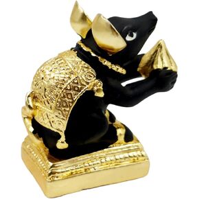 Gold Plated Mushak Idol for Ganpati Pooja Ganeshji Mooshak Mouse Mushakraj (Gold)