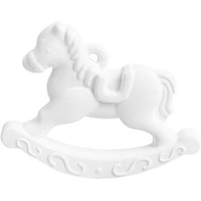 Gypsum Cake Figurine Rocking Horse Cake Decoration Figurines for Baby Shower Animal Crafts Ornaments (White)