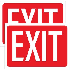 2pcs Exit Sign Stickers for Business | Weatherproof Vinyl Self Adhesive Sticker for Door, 10" x 7"