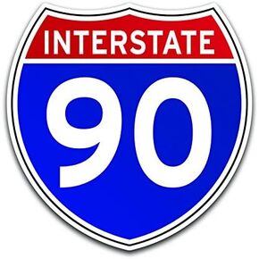 Interstate 90 Sign Decal Sticker 2-Pack | 4-Inches by 4-Inches | Premium Quality Vinyl Sticker | UV Protective Laminate | PD1096