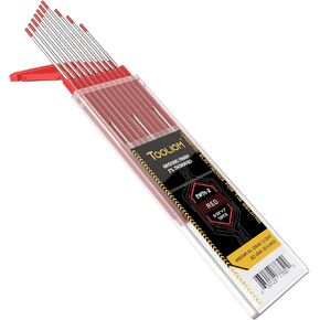 Tig Tungsten Welding Tungsten Electrodes 2% Thoriated Tungsten 1/8" x 7" (Red,Ewth-2) 10-Pack TOOLIOM