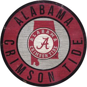 Fan Creations Alabama Crimson Tide Sign Wood 12 Inch Round State Design